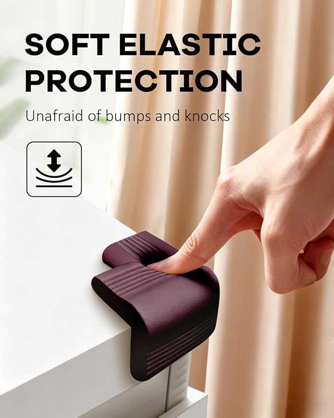 PUSHUJIA Baby Proofing Corner Guards 8 Pack Brown, Soft Foam Edge and Corner Protectors for Furniture, Pre-Taped Strong Adhesive Bumpers, Safe for Babies and Toddlers