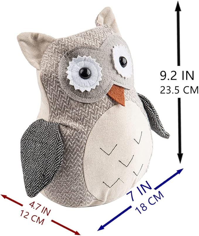 Marwood Cute Door Stopper Decorative Door Stops for Home and Office, Owl Weighted Interior Doorstop Fabric Stuffed Animal Door Stopper Floor Decorative