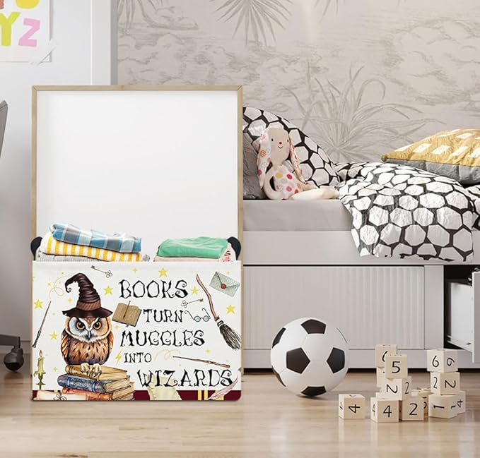 HKEC Rectangle Storage Basket with Handles,Collapsible Storage Bin,Books Box,Gift Basket(Magic)