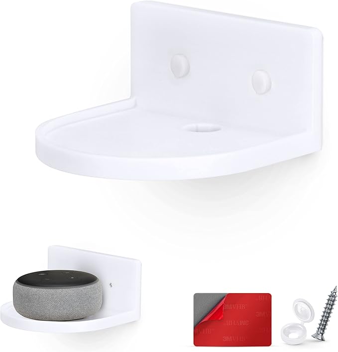 BRAINWAVZ 5” Small Floating Shelf, Adhesive & Screw in, for Bluetooth Speakers, Cameras, Plants, Books, Toys & More, Universal Shelves, Easy to Install Shelf CF2105 White