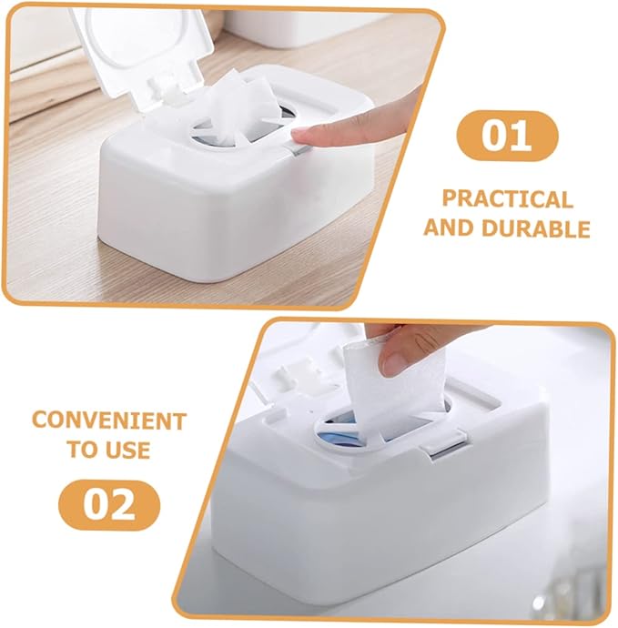Refillable Baby Wipes Dispenser Box with Nonslip Base One-Handed Wet Wipe Holder for Living Room Nursery Kitchen and Bathroom Use 6.7 Inch Compact Wet Tissue Container