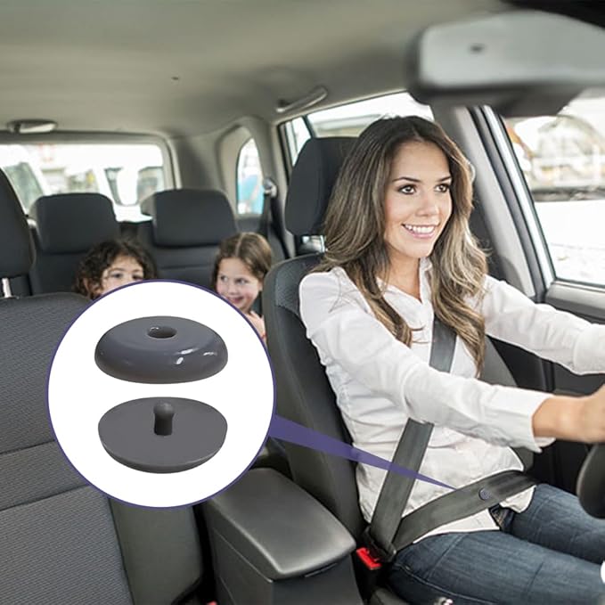 10 Sets Universal Fit Seatbelt Stopper Kit, Snap-on Seat Belt Button Stop, Car Accessories Plastic No Welding Required Seat Belt Buckle Button Prevent Seatbelt Clip from Sliding Down (Gray)