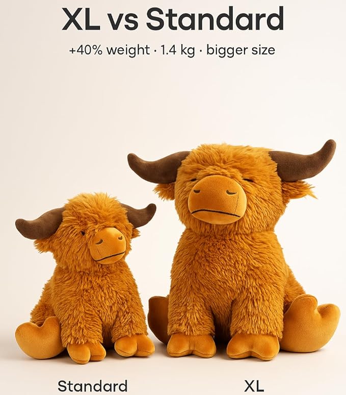 Highland Cow Door Stopper – Cute Weighted Animal Doorstop with Soft Faux Fur – Rustic Farmhouse Home Décor for Living Room, Bedroom, Nursery or Hallway (Extra Heavy (3 lbs))