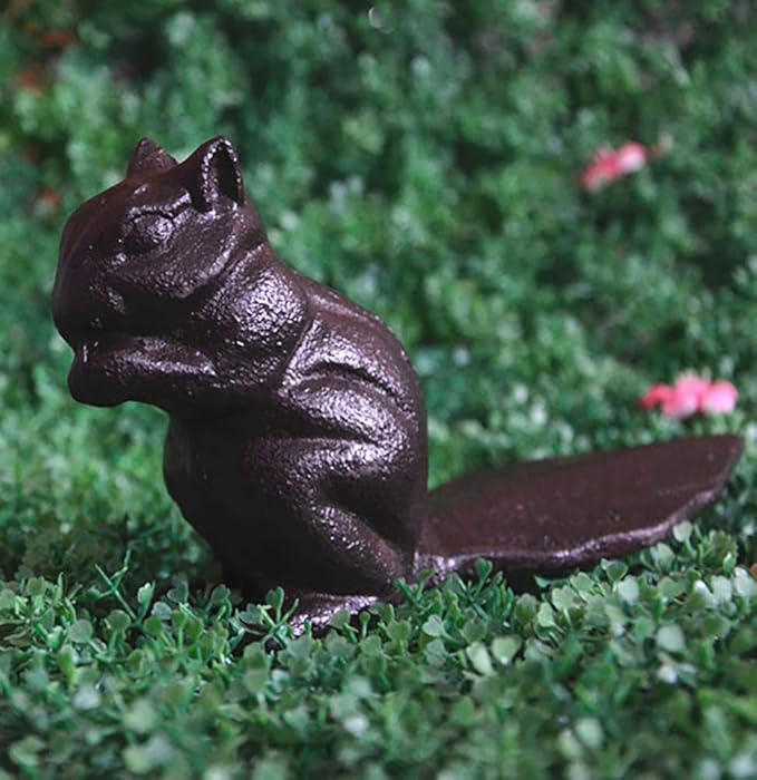 Chezmax Door Stopper, Cast Iron Security Door Stop Gate Wedge Door Holder, Decorative Vintage Heavy Duty Solid Door Stopper, Rustic Floors Decor for Home Patio Bar Office Bedroom, Squirrel Shape