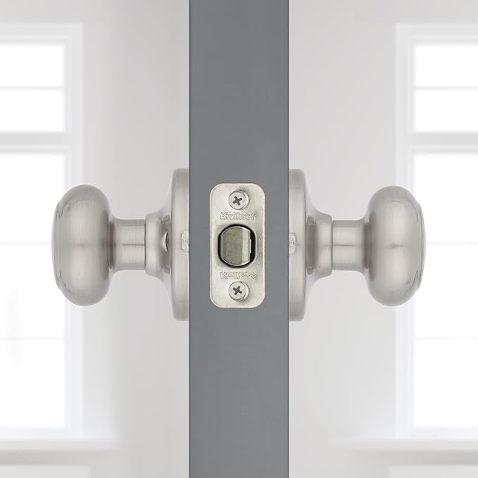 Kwikset Cove Interior Passage Door Knob, Handle For Closet and Hallway Doors, Non-Locking Doorknob in Satin Nickel, with Microban Protection
