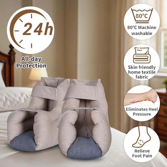 EZ Assistive 2pcs Heel Protector Cushion Foot Pillow Remove Pressure and Bedsores, Heel Protectors for Pressure Sores for Heal Protection, Khaki
