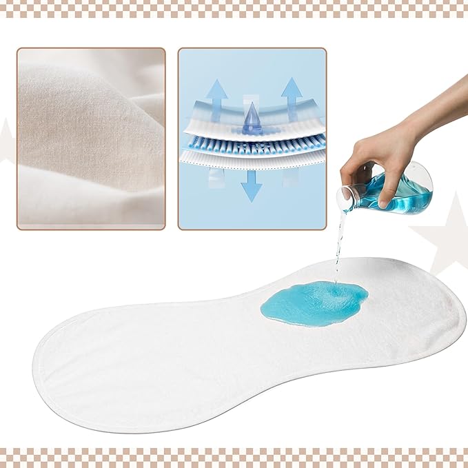 Hahafelt 3 Pcs Changing Pad Liners Fits in Peanut Shaped Changing Pad Waterproof Diaper Mats Organic Cotton Mats are Warm on Baby's Back, Washable Reusable (Elegant Style,Brown)