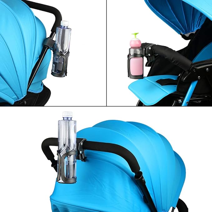 Accmor Stroller Cup Holder with Hook Set, Universal Cup Holder for Uppababy, Nuna, Doona Strollers, 360 ° Rotatable Bottle Holder for Stroller, Bike, Wheelchair, Walker, Scooter, Black