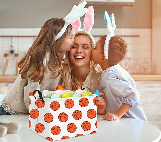 TIBAOLOVER Rectangular Kids Storage Basket Gift Basket Baby Storage Basket Cute Toy Storage Bin Organizer Shelf Book Basket Room Decor(Basketballs)