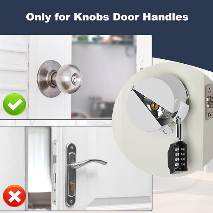 Door Handle Lock, Door Knob Lock Out Device,Cover to Disable The Doorknob/Faucet/Valve, Prevents Turning of Door Knob and Access to Keyhole, Prevents Operating The Knob (Password Hanging Lock)