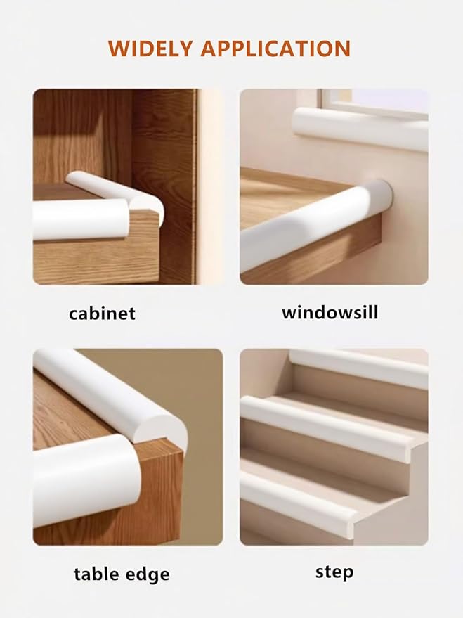QYV Baby Proof Edge Corner Protector, 16.4FT 0.47''Th L-Shape Furniture Corner & Edge Safety Bumper with 10 Corners, Pre-Taped, Soft NBR Rubber Foam Desk Edge Cushion Wall Corner Protector(White-gray)