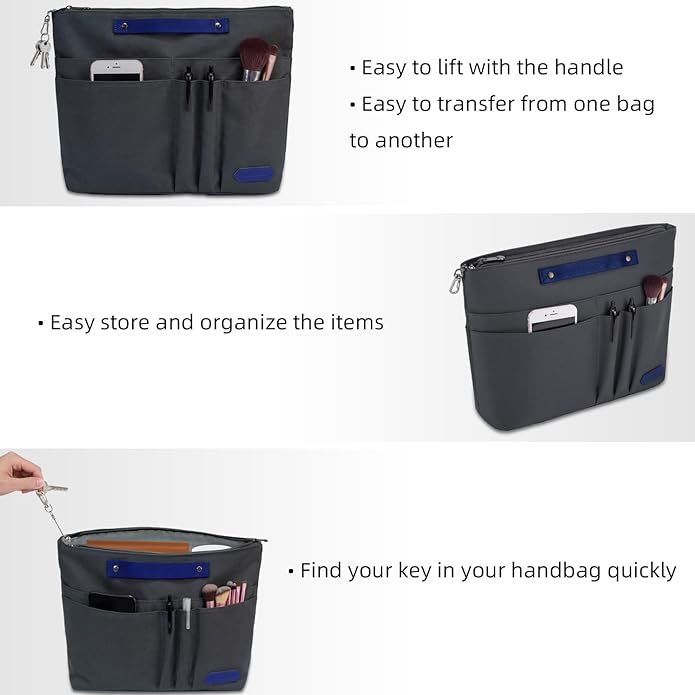 VANCORE Purse Organizer Insert for Handbags,Tote Bag Organizer Insert with Zipper Bag,Premium Handbag Organizer Inside Liner for Women