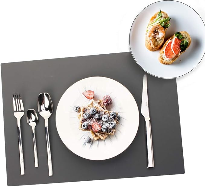ME.FAN Silicone Placemats [17.7''x12.6''] Heat-Resistant Thicken Non-Slip Tablemats Non-Skid Table Mats Set of 4 (Wine Red)