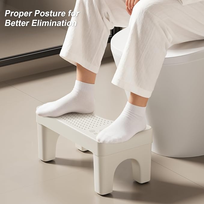 6.7 Inch Toilet Stool Squat Adult, Poop Stool for Bathroom, Non-Slip Squatting Potty, Lightweight Pooping Stools Portable for Travel, Toilet Step Stools for Adults/Kids, White