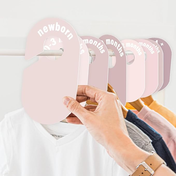 8 Pack Baby Closet Dividers – Pure Green Nursery Organizer for Baby Clothes 0-24 Months, Closet Size Markers, Baby Clothing Organizer for Nursery (blush)
