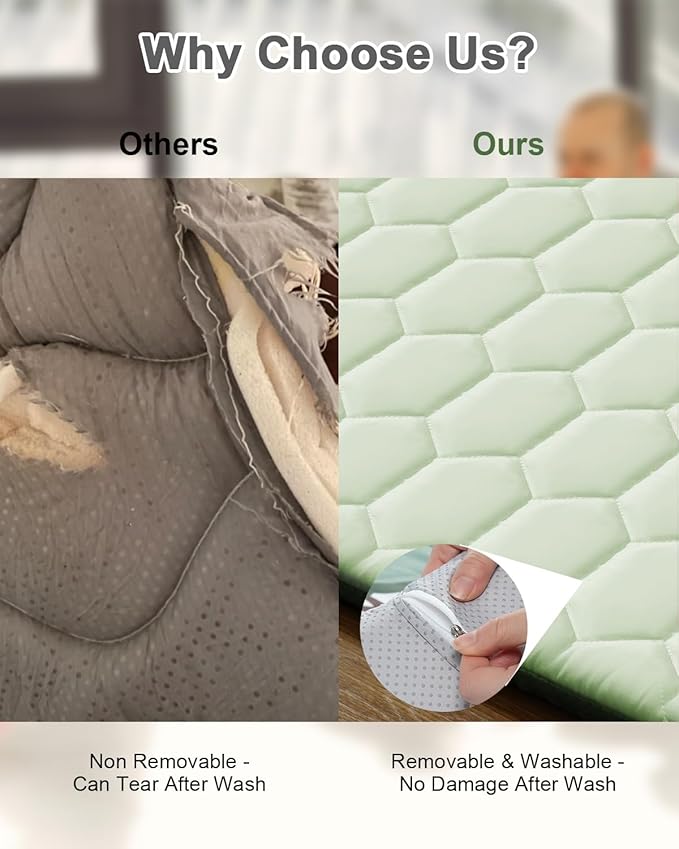 TINYHARBO Premium Foam Baby Play Mat 50" x 50" with Removable Cover, Extra Thick Padding Playpen Mat, Non-Slip Floor Mat, Stylish & Easy to Clean for Crawling Baby, Infants & Toddlers, Green