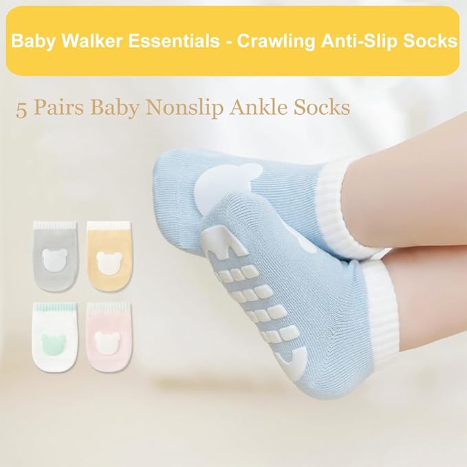 Baby Crawling Knee Pads and Socks with Anti-Slip Grips 10 Pairs Unisex Baby Toddler Nonslip Kneepads & Ankle Socks
