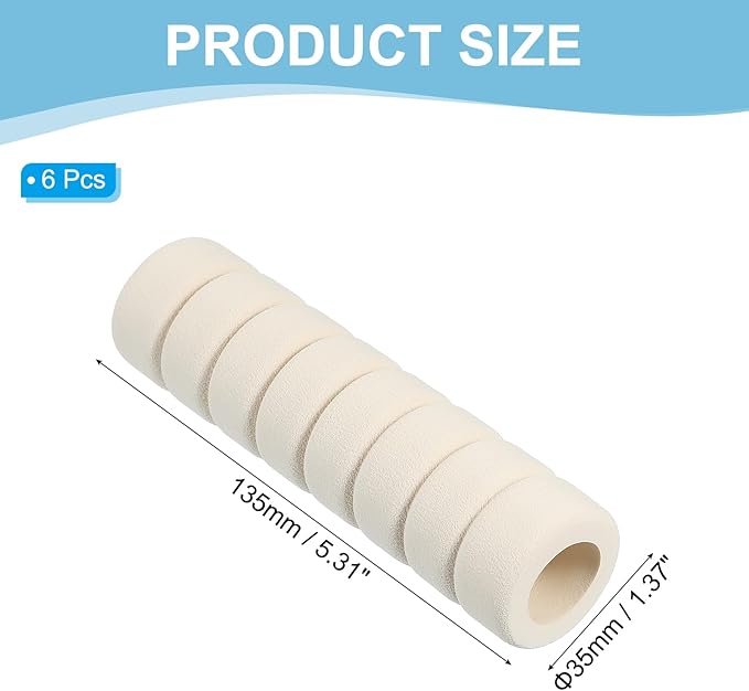 PATIKIL EVA Foam Door Handle Cover, 6 Pcs Anti-Collision Door Knob Spiral Covers Door Handles Protective Safety Cover Guard Sleeve for Bedrooms Bathrooms Offices Furniture, White