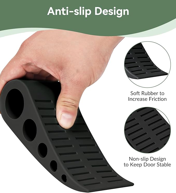 Original Patented Door Stoppers for Bottom of Door, Non Slip Rubber Doors Stop, Doors Wedge for Carpet, Hardwood and Tile (3 Pack, Pink)