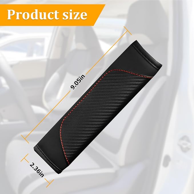 2PCS Car Seat Belt Cover, Carbon Fiber Seatbelt Shoulder Protection, Soft Car Seat Belt Strap Cushion Protect Your Neck and Shoulder, Car Accessories Seat Belt Pad for Car Truck (Black)