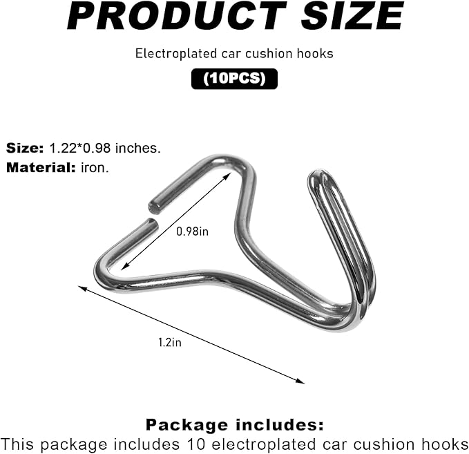 10 PCS Car Seat Cover Hooks, Fixing Hanger Fastener Locking Clip for Car Headrest Cover, Fixing Hook for Vehicle Seat Cushion Mat Installation Replacements, Car Accessories