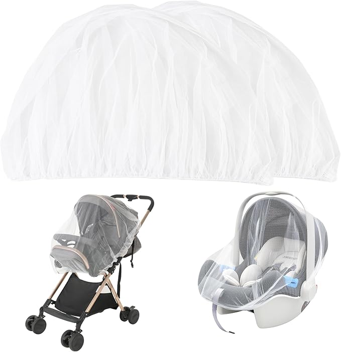 Baby Mosquito Net for Stroller 2 Pack, Perfect Bug Net for Strollers, Bassinets, Cradles, Playards, Pack N Plays and Portable Mini Crib, Baby Insect Netting Cover, White
