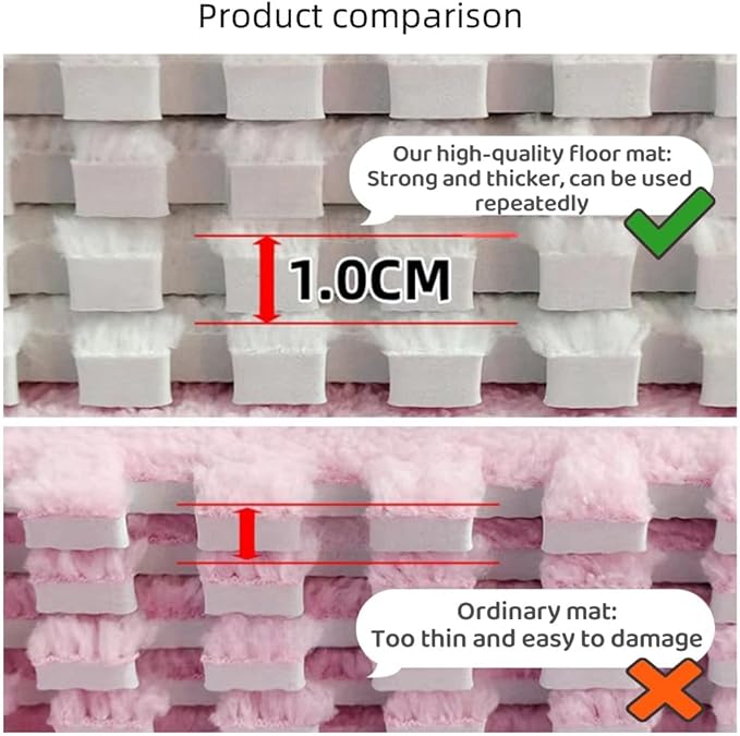 12pcs Carpet Squares Puzzle Floor Mat, Plush Interlocking Carpet Tiles, Anti Slip EVA Foam Jigsaw Floor Tiles, Build A Safe Area for Bedroom Playroom (Grey+Navy)
