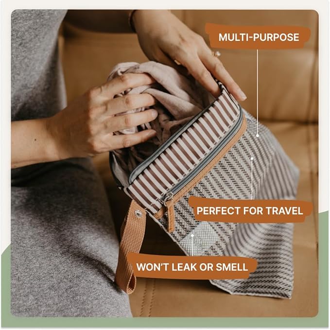 Parker Baby Cloth Diaper Wet Dry Bag - Waterproof Reusable Diaper Bag Accessory with Mesh Organizer and Zippered Pocket for Soiled or Wet Clothes, Diapers, Wipes, Swimsuits