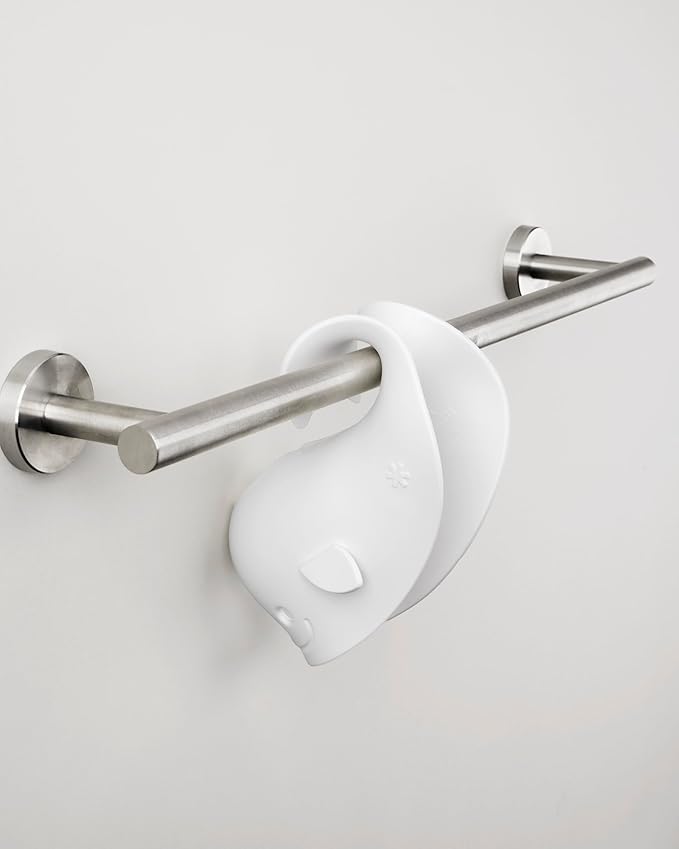 Skip Hop Baby Bath Spout Cover, Bathtub Faucet Cover with Soft Rubbery Material, Dishwasher-Safe, Easy-to-Adjust Straps and Tail Hook for Hanging, Fits Most Tub Spouts, MOBY, White