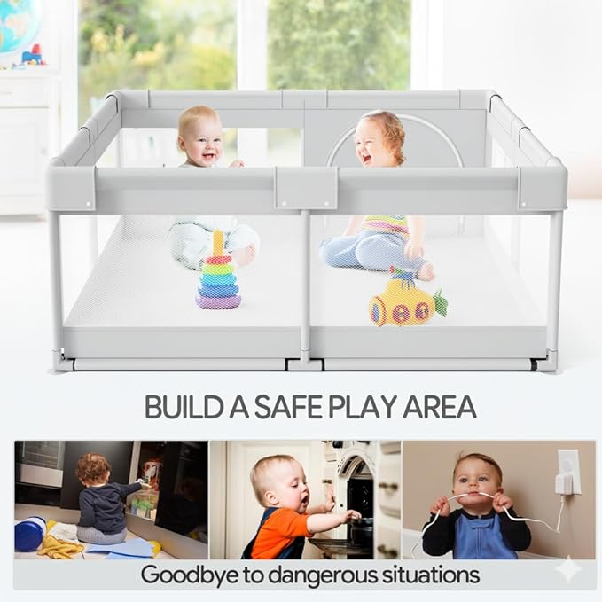 Fodoss Baby Playpen, 47x47in Small Play Pen,Toddler Playpen for Apartment,Play Yard,Activity Fence, Extra Large Baby Playard