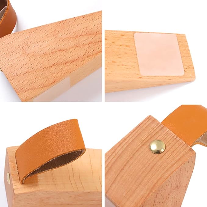 Large Wood Door Stopper, Solid Wooden Non-Slip Door Wedge, Sturdy and Durable Door Stop Wedges, Fit for Door Bottom Seam (0.2" - 2") Large 1 Pack