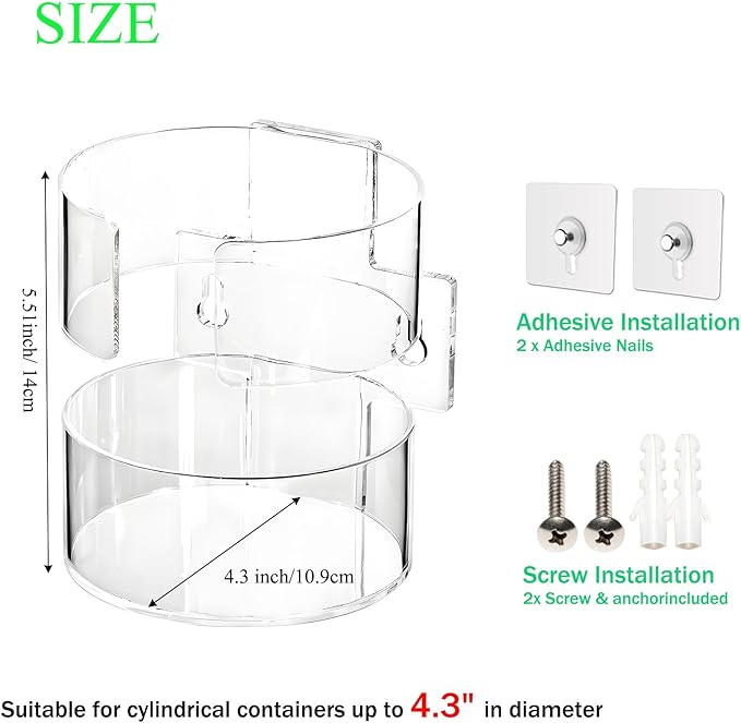 Wall-Mounted Wipes Holder for Cleaning Wipes, Acrylic Wipe Container Holder Rack for Wall - Easy Installation, Idea for Kitchen, Bathroom, Office, School, Clear (4.33" L x 4.72" W x 5.51" H)