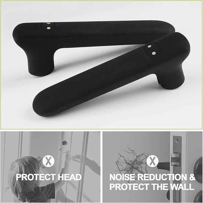Door Handle Covers, 2Pcs Silicone Handle Gloves Cute Mask Design Safety Doors Knob Cover Anti-Static Knob Protector for Flat Square Door Levers (Black)