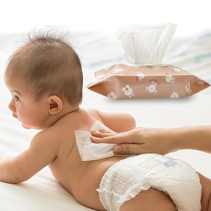 4 Pack Baby Wipes Dispenser [New Version-One Press Open],Portable Wipe Pouch,Refillable Wipe Holder, Baby Wipes Container Reusable Wet Wipes Bags Pouch for Travel (B)