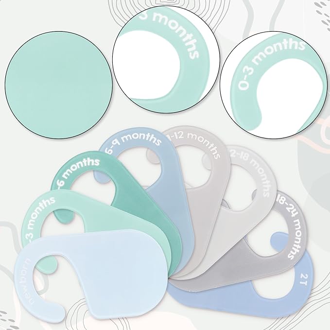 JarThenaAMCS 8Pcs Acrylic Baby Closet Dividers Green Ivory Hanging Clothes Dividers Baby Closet Organizers Thicken Baby Wardrobe Organizers from Newborn to 2T for Home Nursery