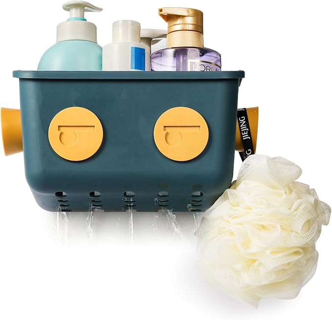 Noamus 6 Pack Bath Toy Storage Organizer Basket, 3 Layers Wall Mounted Hanging Shower Caddy, Plastic Robot Modeling Kitchen Shelf with Hook, No Drilling Colorful Toy Holder for Kid Bathtub Shampoo