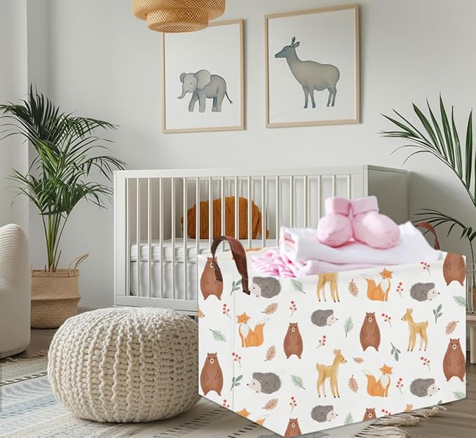 TIBAOLOVER Rectangular Kids Storage Basket Gift Basket Baby Storage Basket Cute Kids Toy Storage Bin Organizer Shelf Book Basket Room Decor(Yellow Animal)