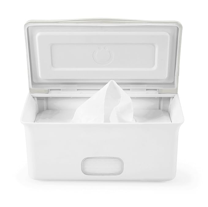 Ubbi Baby Wipes Dispenser with Weighted Plate and Secure Seal, Nursery and Baby Registry Essential to Keep Wipes Fresh, Oat