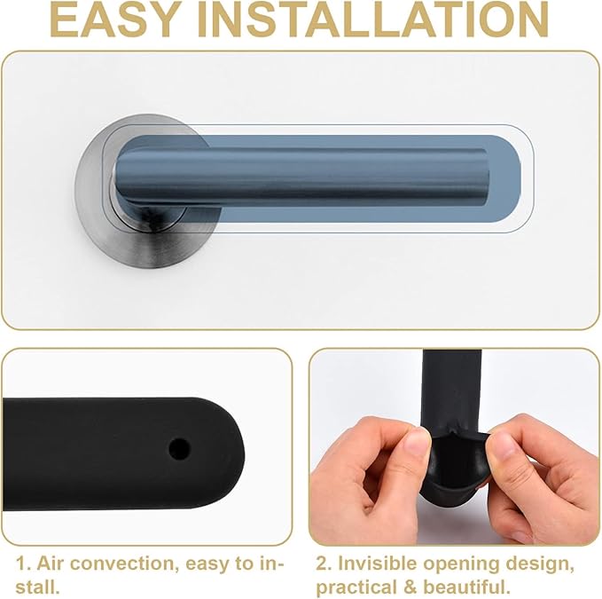 Silicone Door Handle Covers - Door Knob Covers Anti-Static Safety Door Knob Protector for Flat Square Levers 4Pcs（2 Black + 2 Brown）