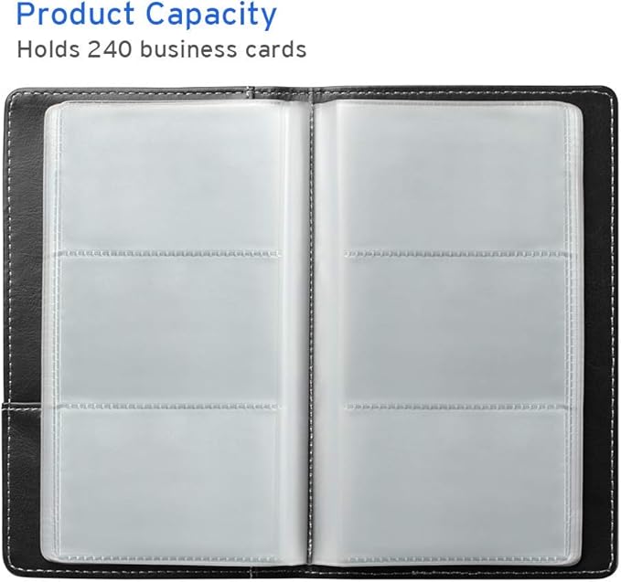 Sooez Leather Professional Business Card Book Holder Organizer, 240 Capacity Credit Card Booklet, PU Name Cards Holder Storage File for Men Women, Green