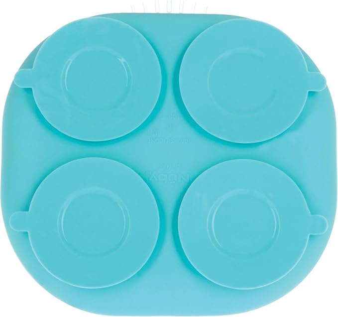 Nuby Silicone Rectangle Suction Plate with Lid - Dishwasher-Safe Baby and Toddler Plate - 6+ Months - Aqua and Coral - Back to School Essentials