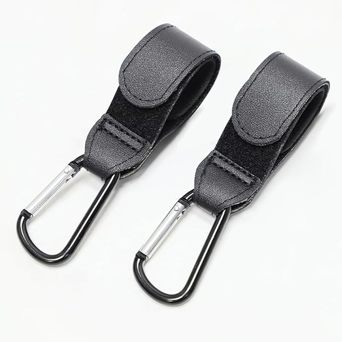 PandaEar 3 Pack Universal Stroller Hooks for Bags, Heavy Duty Stroller Organizer Hooks for Shopping Bags, Purses, Baby Bags, Adjustable Stroller Accessories(Black)