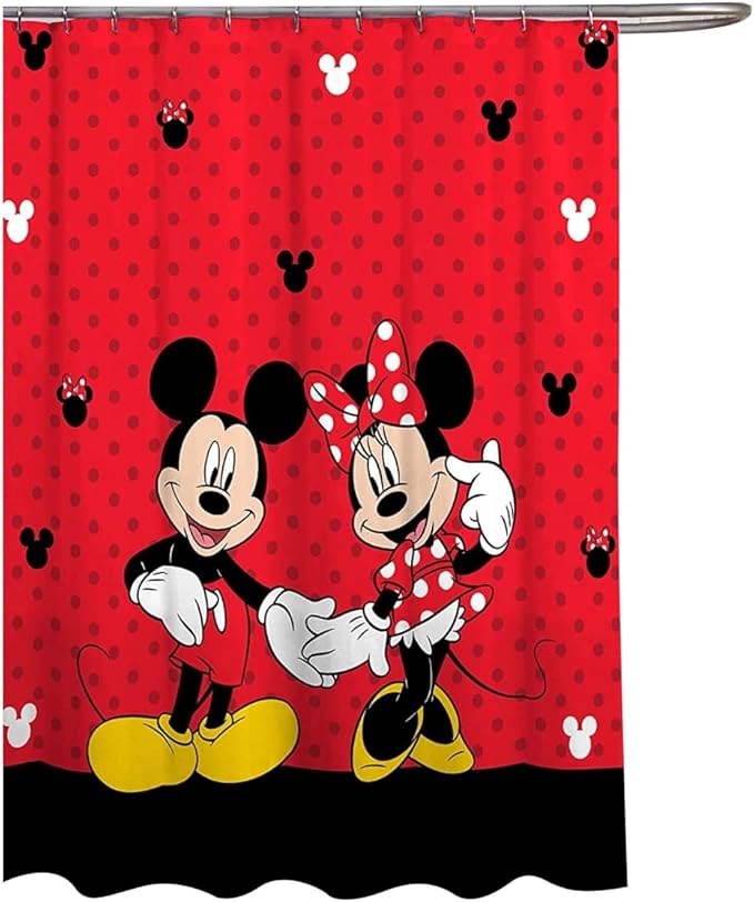 Jay Franco Disney Mickey Mouse & Minnie Mouse Shower Curtain & Easy Care Fabric Kids Bath Curtain (Official Disney Product)