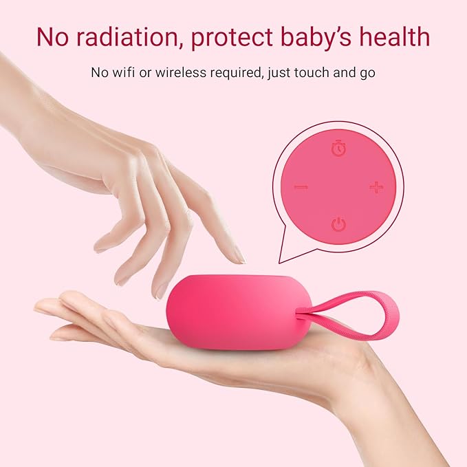 Portable Baby Sound Machine [White Noise for Babies Kids Adults][Timer Function][12 Soothing Sounds] 15 Hours Battery Life, Travel,Registry Gift,Shower,Clips on Baby Stroller.Rose