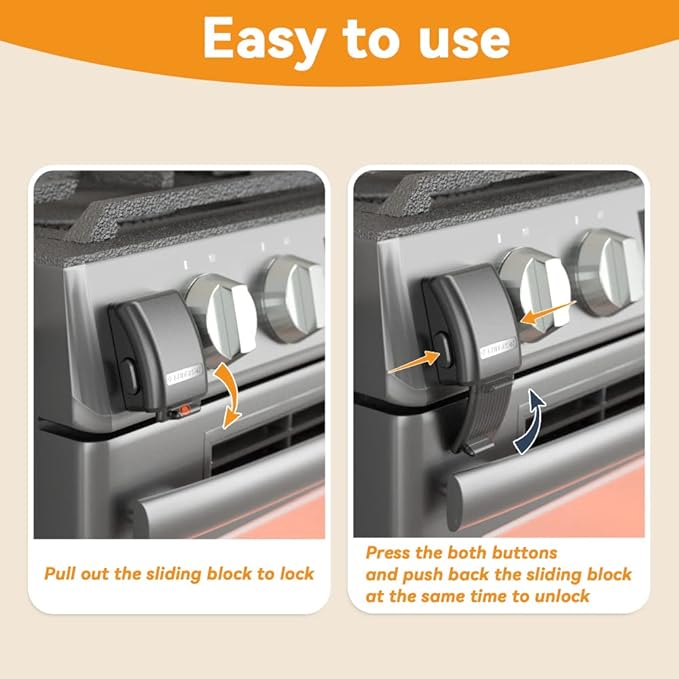 EUDEMON 1 Pack Updated Oven Front Lock,Childproof Oven Door Lock, Easy to Install & Use Durable and Heat-Resistant Material no Tools Need or Drill(Black)