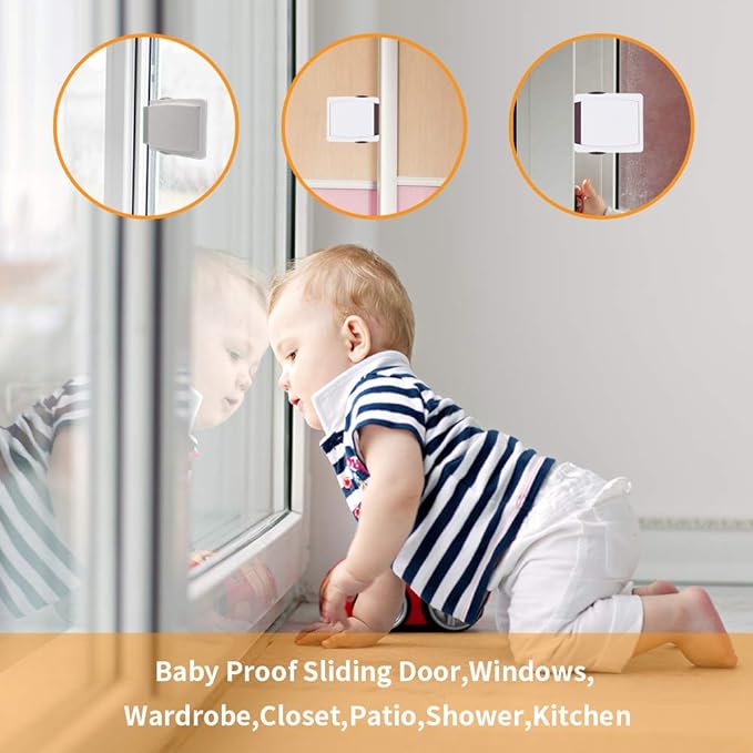 Goodv Child Proof Window Sliding Door Lock 6 Grey Packs (Make Sure Your Working Space over 0.42in and under 1.18in) Security Your Baby Safe and Protect Kid outof Dangerous at Home (6, Grey)