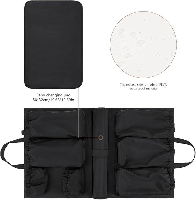 Lmbabter Removable Organizer Insert with Insulated Pocket,Updated Diaper Bag with 11 Total Pockets&Changing Pad, Handbag Tote Bag for Women Mommy Nurse (Black)