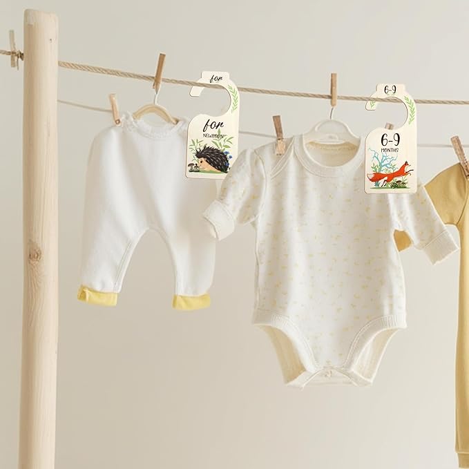 Baby Closet Dividers 8 PCS - Cute Baby Clothes Organizer for Nursery Decor, Double-Sided Size Labels from Newborn to 24 Months