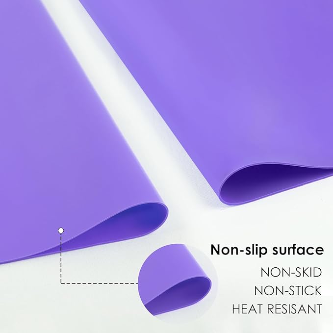 Extra Large Silicone Mats for Kitchen Counter, 27.6'' x 19.7'' Nonskid Silicone Placemats for Kids, Nonstick Purple Silicone Mat for Baking Crafts, Silicone Dab Mat Heat Resistant Mat, 1Pack