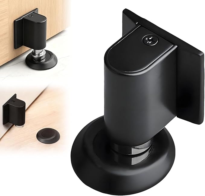 2026 New Magnetic Door Wedge Stopper No Drill Invisible Heavy Duty Zinc Alloy Door Wall Protector Wide Compatibility Bottom of Door Keep Doors Open Black Durable Easy Installation